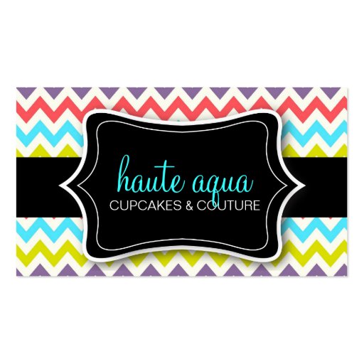 311 Haute Chevron Pattern Aqua Business Card Templates
