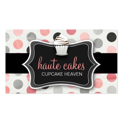 311 Haute Cupcakes Polka Dots Business Card Template (front side)