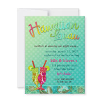 311 Hawaiian Luau Turquoise Custom Announcement
