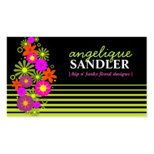 311-HIP N' FUNKY FLOWERS BLACK BUSINESS CARDS