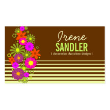 311-HIP N' FUNKY FLOWERS BROWN BUSINESS CARD TEMPLATES