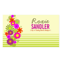 311-HIP N' FUNKY FLOWERS CREAM BUSINESS CARD