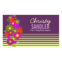 311-HIP N' FUNKY FLOWERS PURPLE BUSINESS CARD