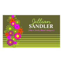 311-HIP N' FUNKY FLOWERS SAGE BUSINESS CARD