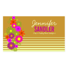 311-HIP N' FUNKY FLOWERS TAN BUSINESS CARD TEMPLATES