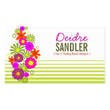 311-HIP N' FUNKY FLOWERS WHITE BUSINESS CARDS