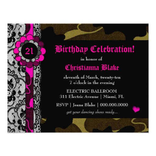 311-Hott Pink Camo Invitation