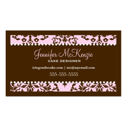 311 Icing on the Cake 3 Tier Chocolate Baby Pink Business Cards (back side)