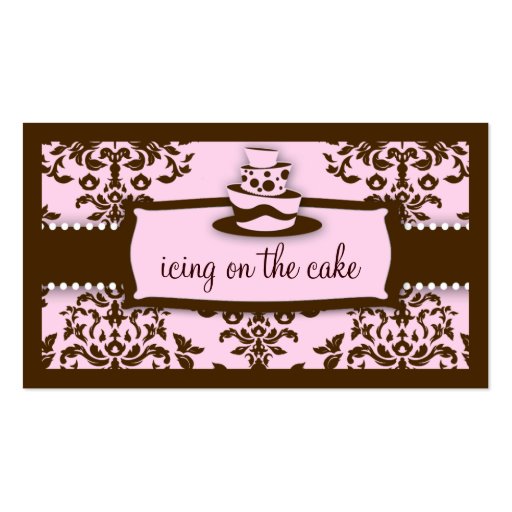 311 Icing on the Cake 3 Tier Chocolate Baby Pink Business Cards (front side)