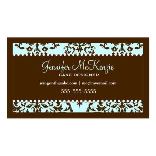 311 Icing on the Cake 3 Tier Chocolate Blue Business Card (back side)