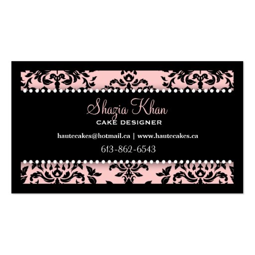 311 Icing on the Cake 3 Tier Pink Business Card (back side)