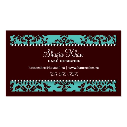 311 Icing on the Cake 3 Tier Turquoise and Brown Business Card (back side)