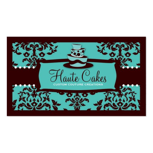 311 Icing on the Cake 3 Tier Turquoise and Brown Business Card (front side)