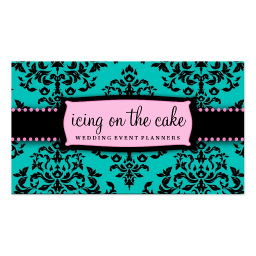 311 Icing on the Cake Aqua Pink Business Card Template (front side)