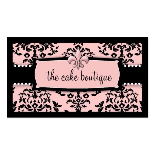 311 Icing on the Cake Fleur Di Lis Sweet Pink Business Card Template (front side)