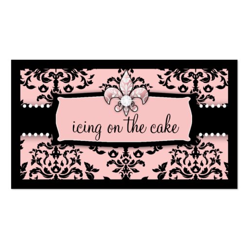 311 Icing on the Cake Fleur Di Lis Sweet Pink Business Cards (front side)