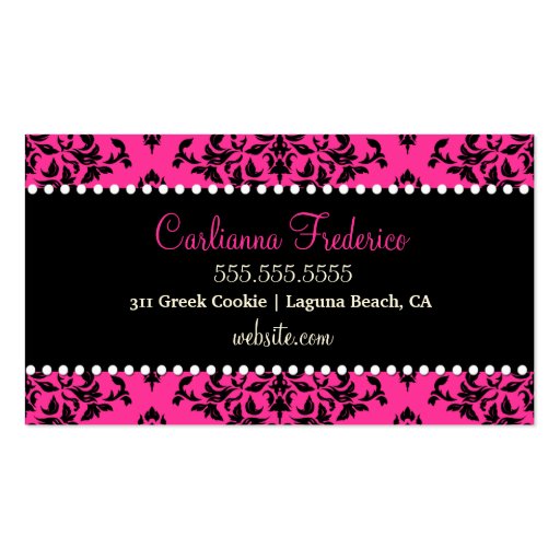 311 Icing on the Cake Hot Pink Business Card (back side)