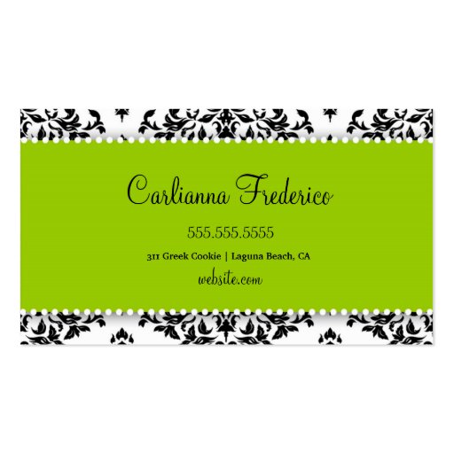 311 Icing On the Cake Lime Green Business Card (back side)