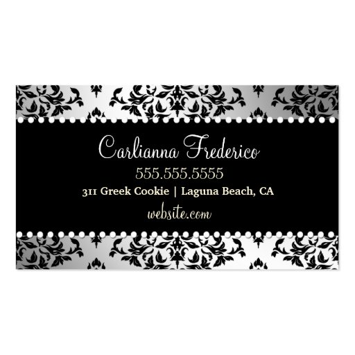 311-Icing on the Cake Metallic Silver Business Cards (back side)