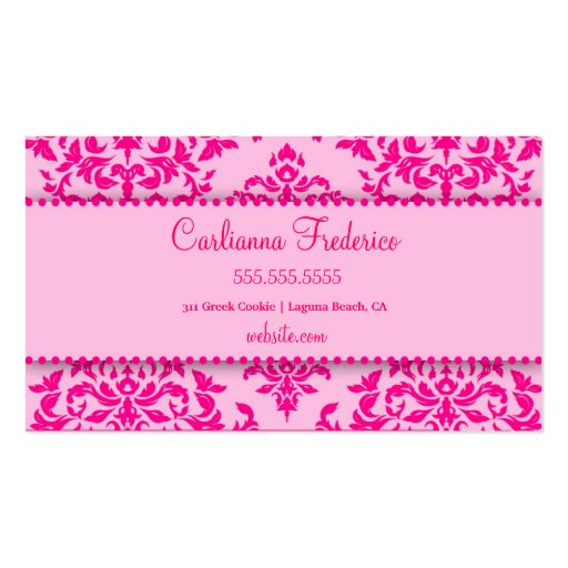 311 Icing on the Cake Pink Business Card Template (back side)