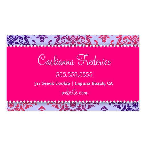 311 Icing on the Cake Pink Lavender 2 Business Card Template (back side)