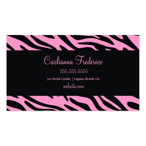 311 Icing on the Cake Pink Liquorice Zebra Business Card (back side)