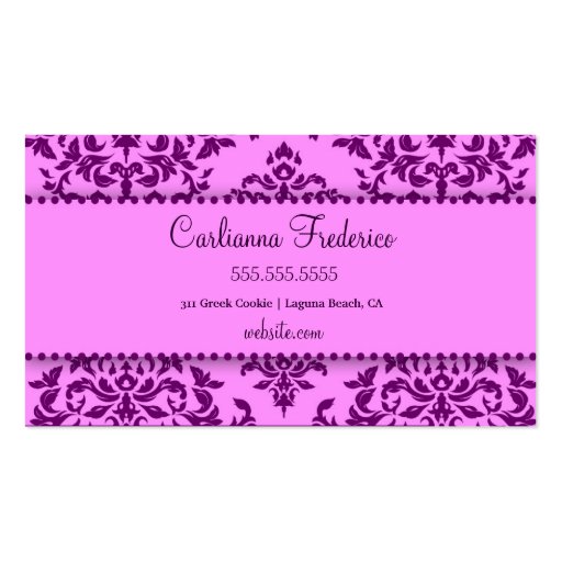 311 Icing on the Cake Purple Business Card Template (back side)