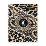 311-IMPERIAL LEOPARD & LACE SEPIA INVITATION POSTCARDS