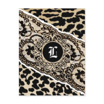 311-IMPERIAL LEOPARD & LACE SEPIA INVITATION postcards by Jill311 311-IMPERIAL LEOPARD & LACE SEPIA INVITATION postcards