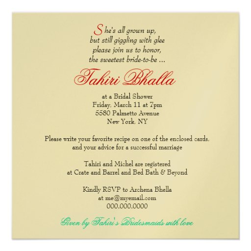 311-Indian Beauty | Bridal Shower Turquoise Dream Personalized Invite