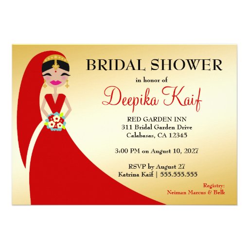 311 Indian Beauty Bride Personalized Invitations (front side)