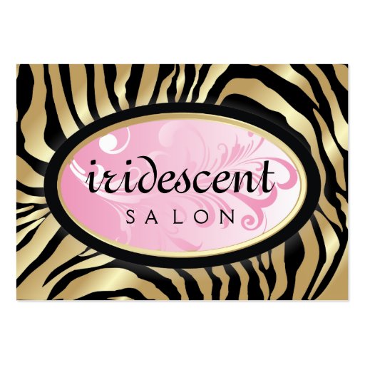 311-Iridescent Golden Zebra Pink Appointment Card Business Card Template (front side)