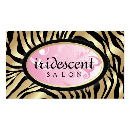 311-Iridescent Golden Zebra - Pink Business Card Templates (front side)