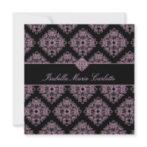 311-Isabella Pink et Black Damask Invitation by Jill311 311-Isabella Pink et Black Damask Invitation