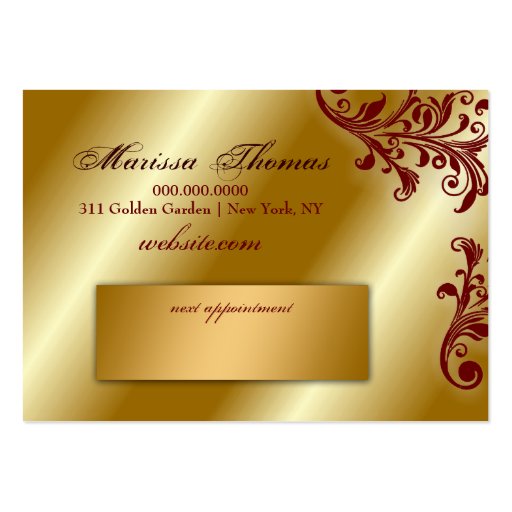 311-Jardin d'or with Zebra Red  Appointment Card Business Card Templates (back side)