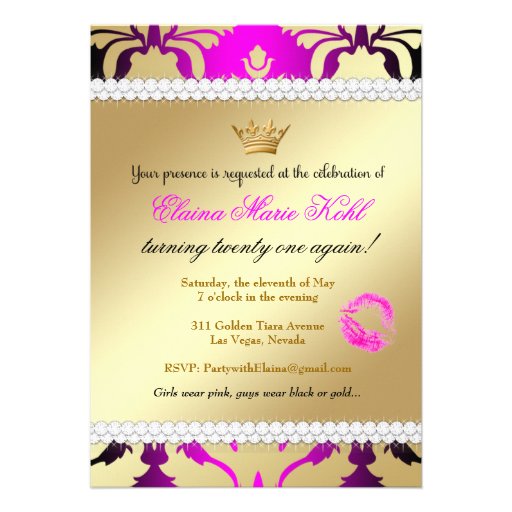 311 Jet Black Ciao Bella Pink Sass Birthday Personalized Announcements