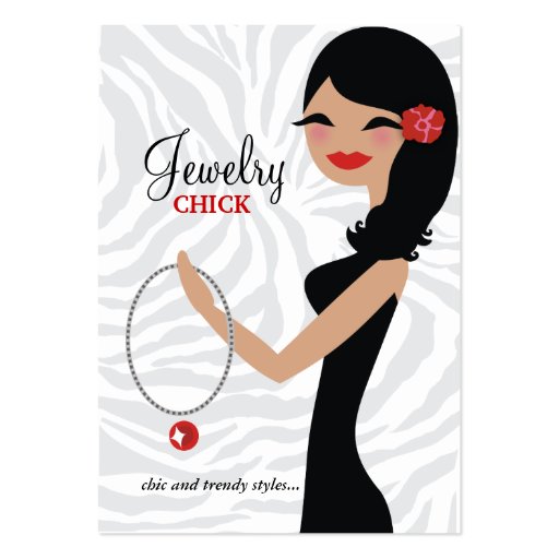311 Jewelry Chick | Wavy Hair Black Flower Business Card