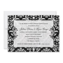 311-Jillian Black Damask Invitation