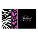 311-Johari Hott Pink Zebra & Flower business cards by Jill311 311-Johari Hott Pink Zebra & Flower business cards