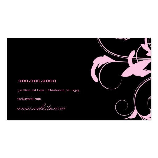 311-Julianna Pink Liquorice Damask Business Card Templates (back side)