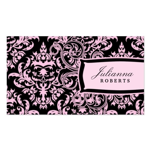 311-Julianna Pink Liquorice Damask Business Card Templates