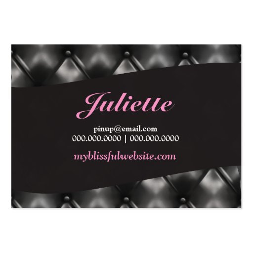 311 Juliette Pinup Black Leather Tuft Business Card Templates (back side)