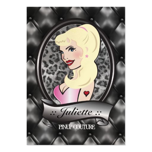 311 Juliette Pinup Black Leather Tuft Business Card Templates (front side)