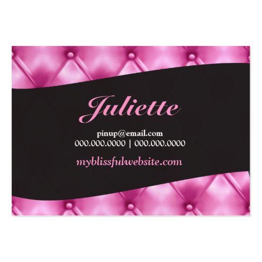 311 Juliette Pinup Pink Leather Tuft Business Cards (back side)