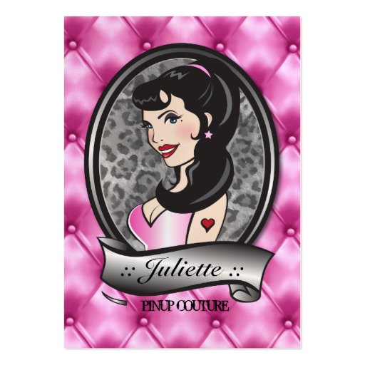 311 Juliette Pinup Pink Leather Tuft Business Cards (front side)