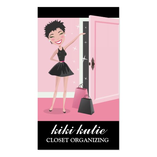 311 Kiki Cutie Open Door Shopping Gift Bags Business Card Templates (front side)