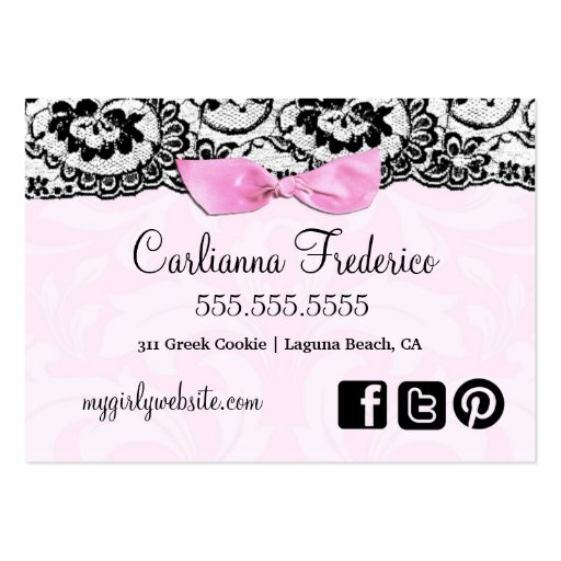 311 La Femme Cakes Pink Business Card Templates (back side)
