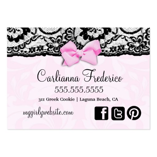 311 La Femme Cakes Pink Deux Business Card Template (back side)