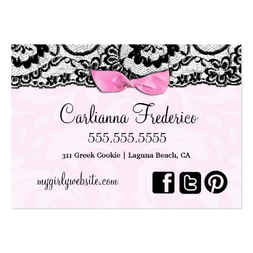 311 La Femme Cakes Pink Deux Business Card Template (back side)