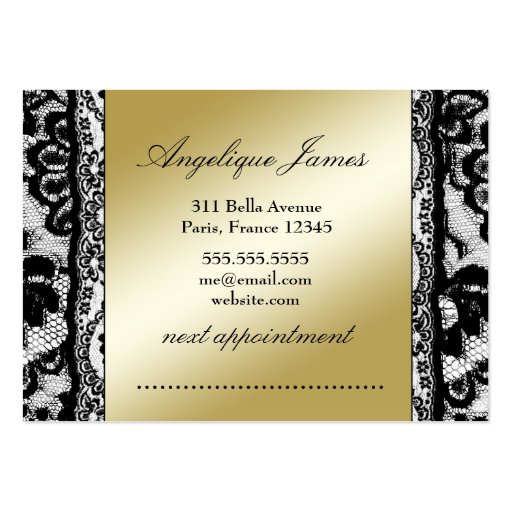 311 Lace de Luxe Ciao Bella Metallic Gold Appoint Business Cards (back side)